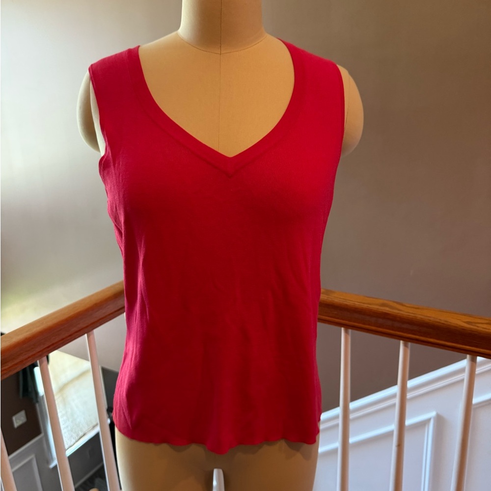Talbots Pink Fitted V-Neck Tank Top